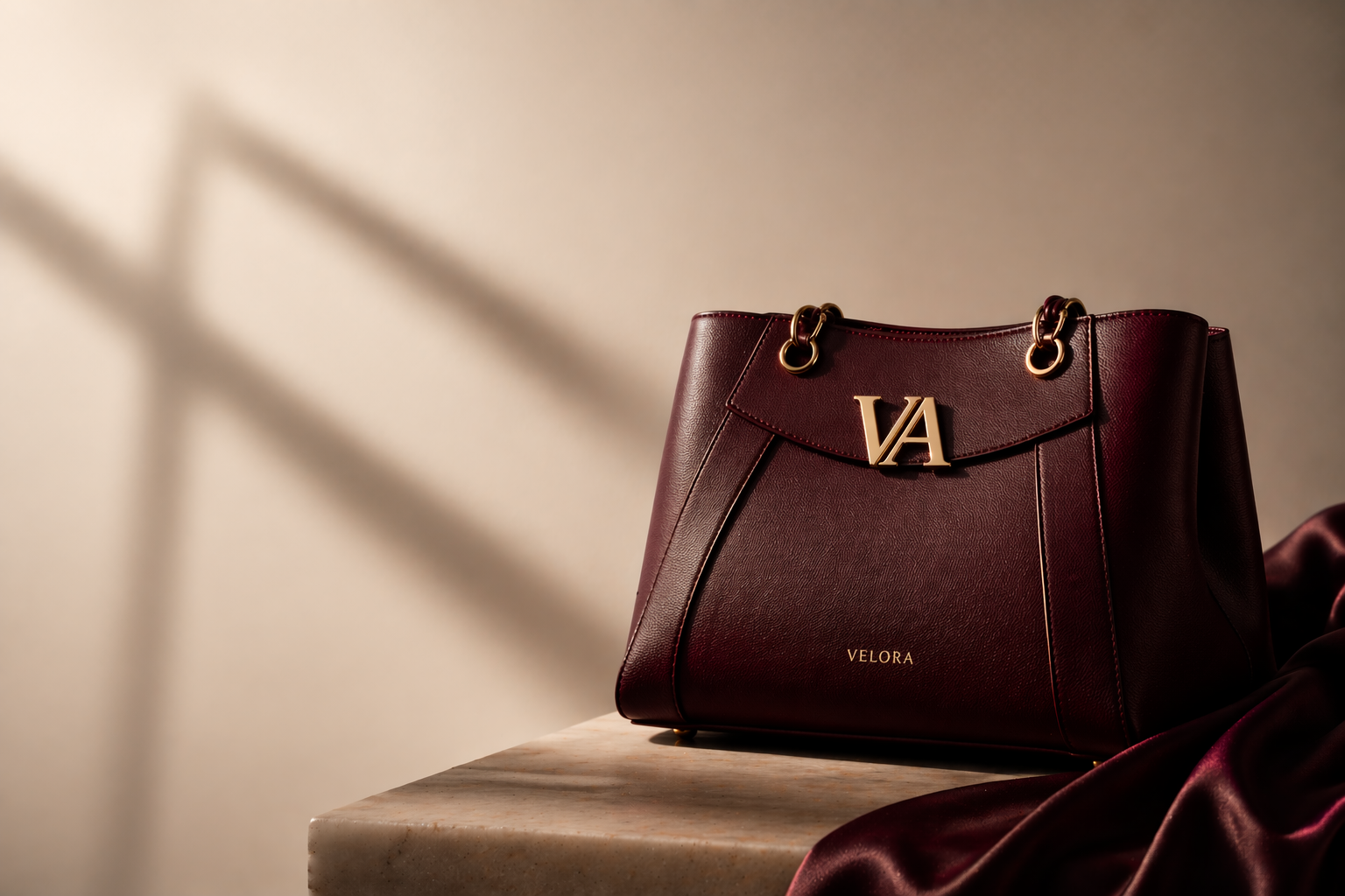 Velora bag on marble pedestal